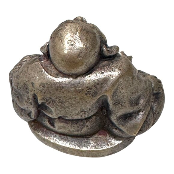 Brass Laughing Buddha Figurine Good Fortune Miniature Zen Monk Paperweight VTG - Picture 3 of 8